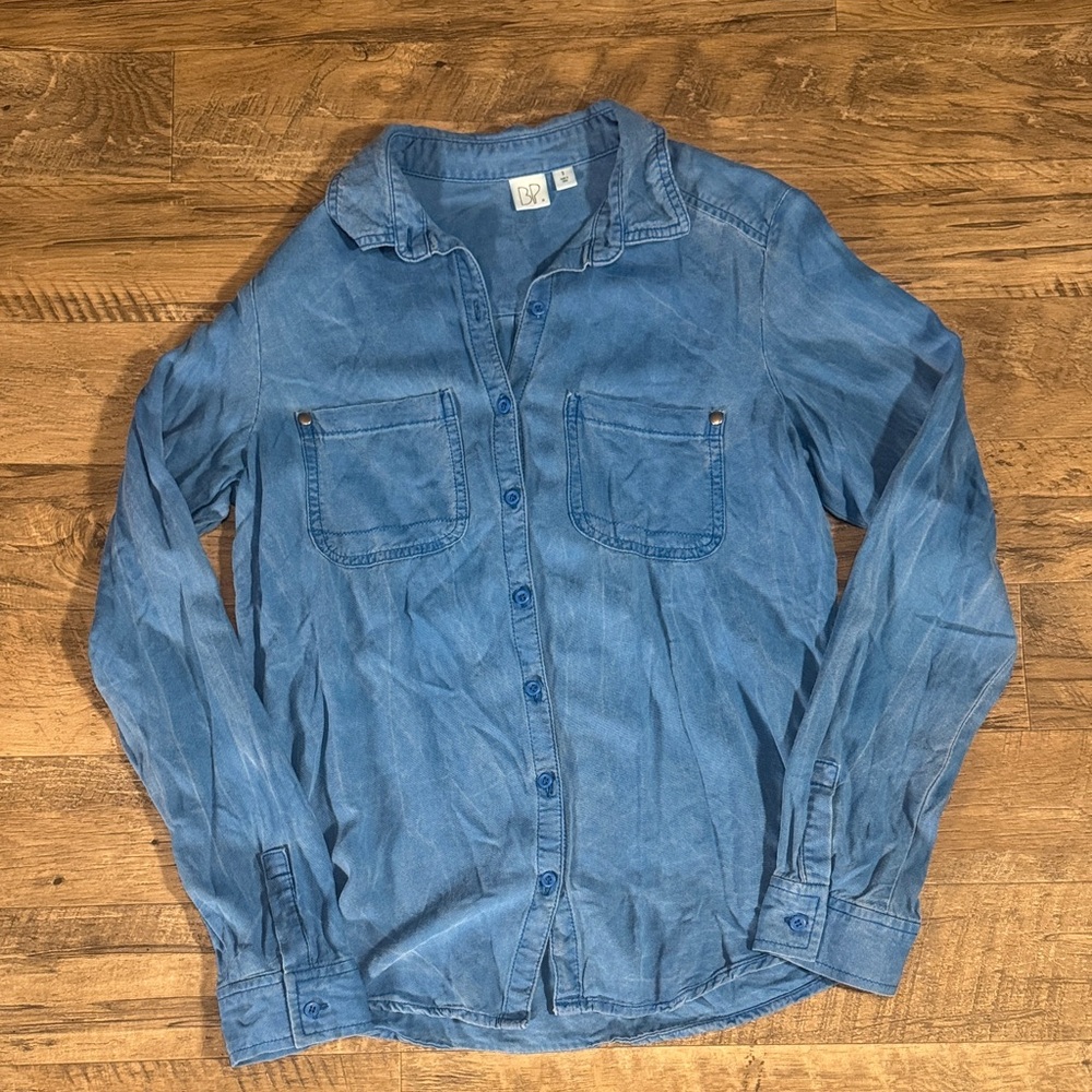 BP Blue Casual Jean Button-Up Shirt Jacket - Size S